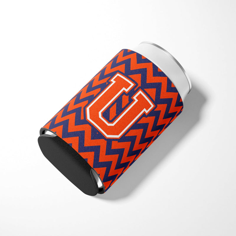 Letter U Chevron Orange and Blue Can or Bottle Hugger CJ1042-UCC