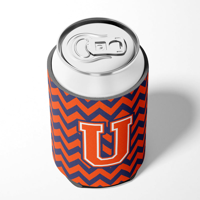 Letter U Chevron Orange and Blue Can or Bottle Hugger CJ1042-UCC