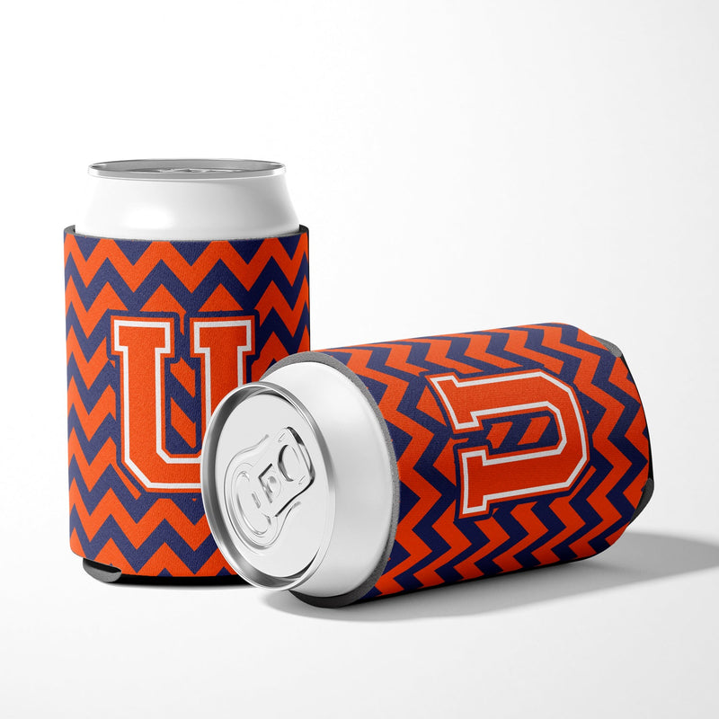 Letter U Chevron Orange and Blue Can or Bottle Hugger CJ1042-UCC