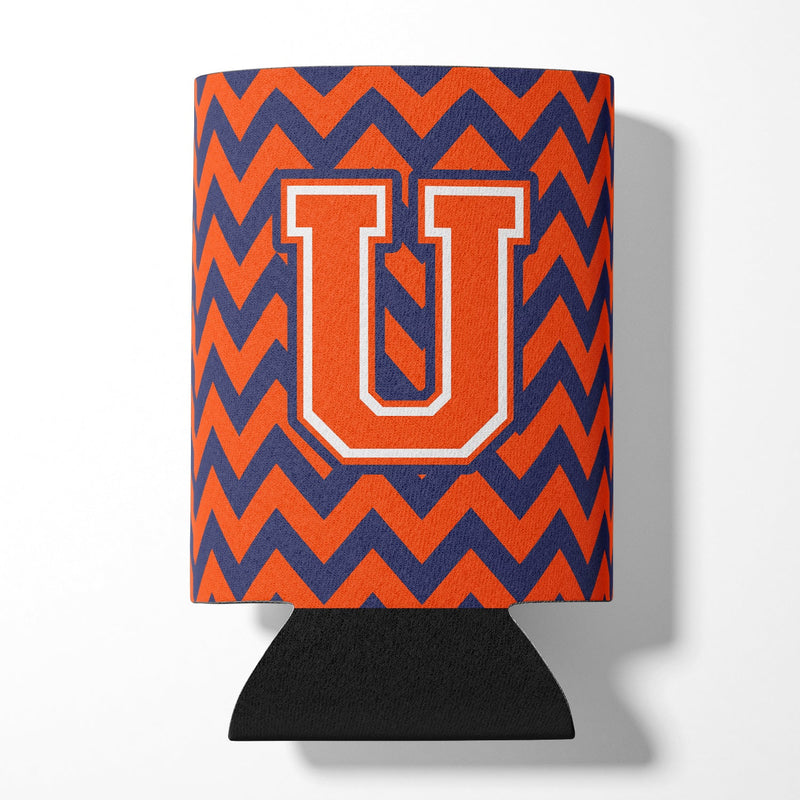 Letter U Chevron Orange and Blue Can or Bottle Hugger CJ1042-UCC