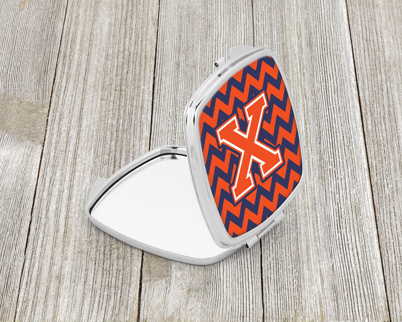 Letter X Chevron Orange and Blue Compact Mirror CJ1042-XSCM