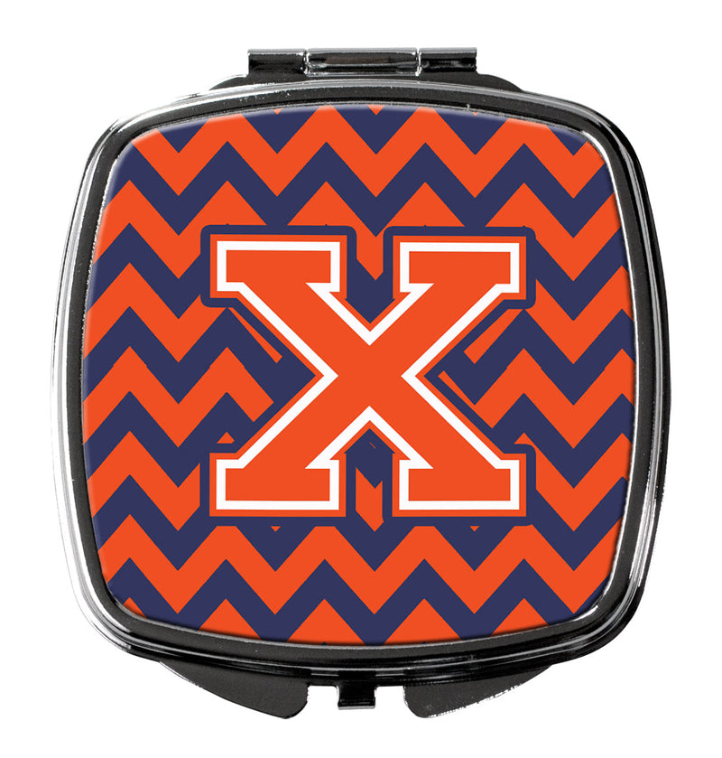 Letter X Chevron Orange and Blue Compact Mirror CJ1042-XSCM