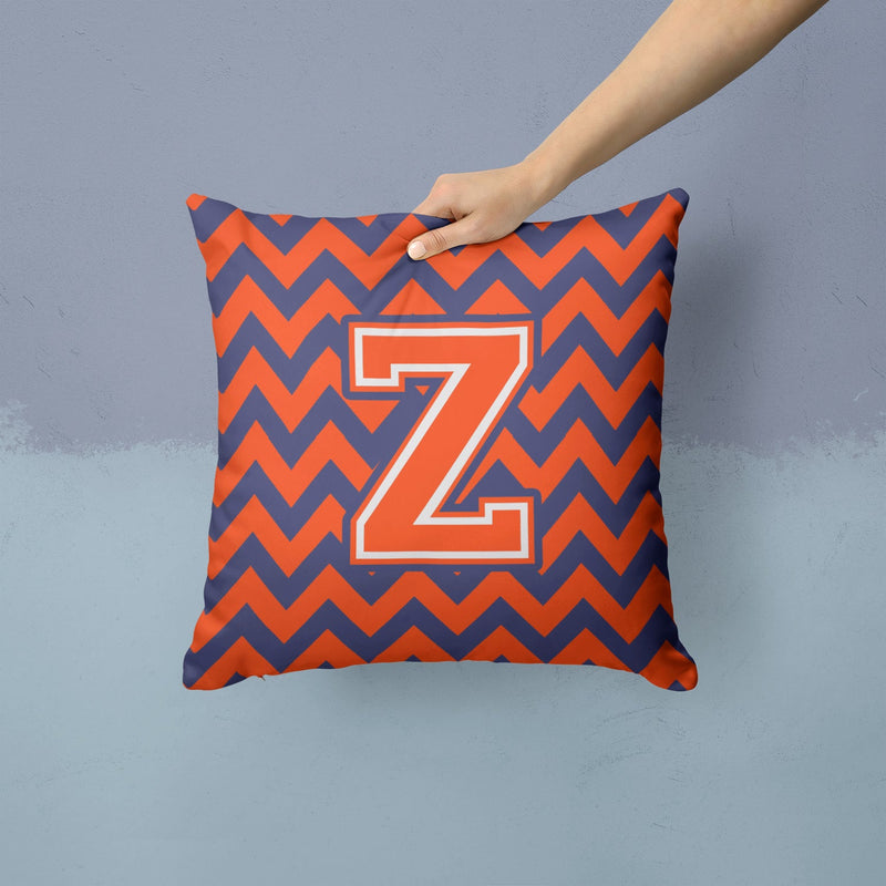 Letter Z Chevron Orange and Blue Throw Pillow - 14x14 Decorative Pillow – Art for Your Home & Patio CJ1042-ZPW1414