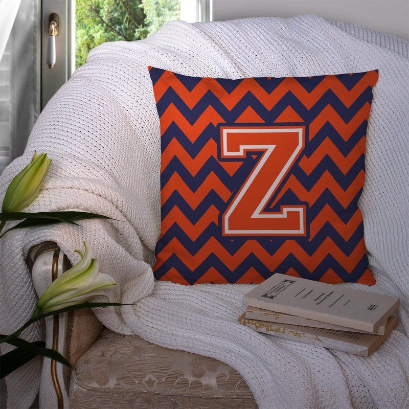 Letter Z Chevron Orange and Blue Throw Pillow - 14x14 Decorative Pillow – Art for Your Home & Patio CJ1042-ZPW1414