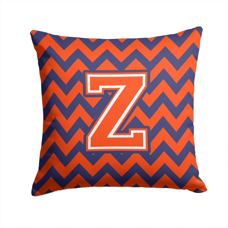 Letter Z Chevron Orange and Blue Throw Pillow - 14x14 Decorative Pillow – Art for Your Home & Patio CJ1042-ZPW1414