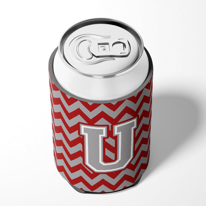 Letter U Chevron Crimson and Grey   Can or Bottle Hugger CJ1043-UCC