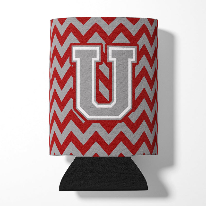 Letter U Chevron Crimson and Grey   Can or Bottle Hugger CJ1043-UCC