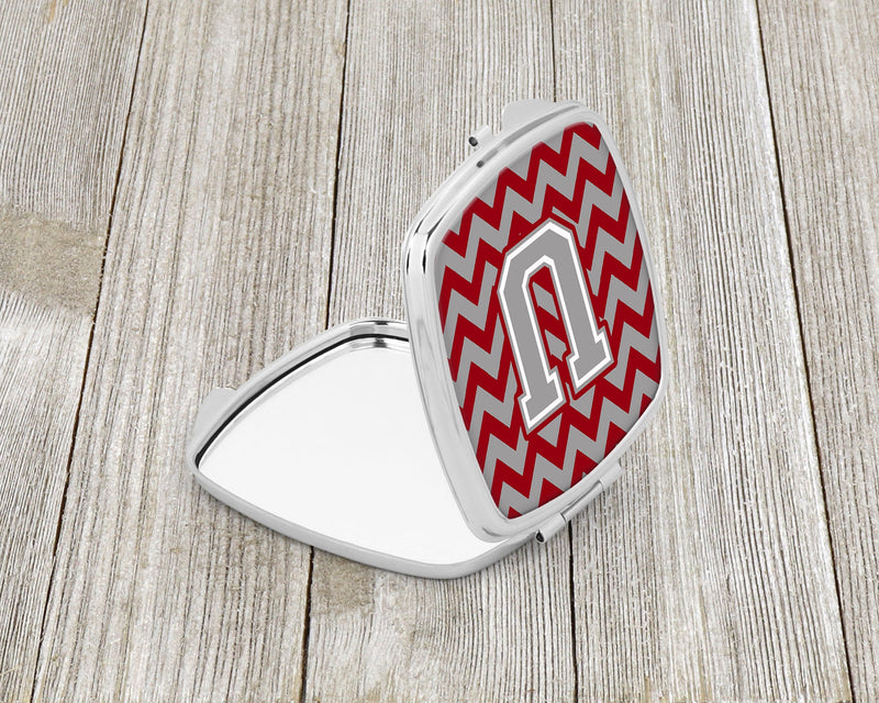 Letter U Chevron Crimson and Grey   Compact Mirror CJ1043-USCM