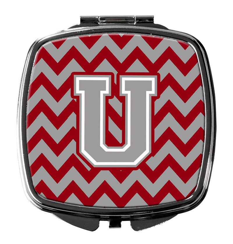 Letter U Chevron Crimson and Grey   Compact Mirror CJ1043-USCM