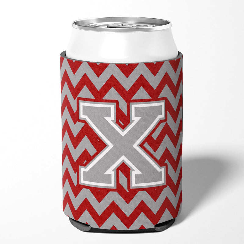 Letter X Chevron Crimson and Grey   Can or Bottle Hugger CJ1043-XCC