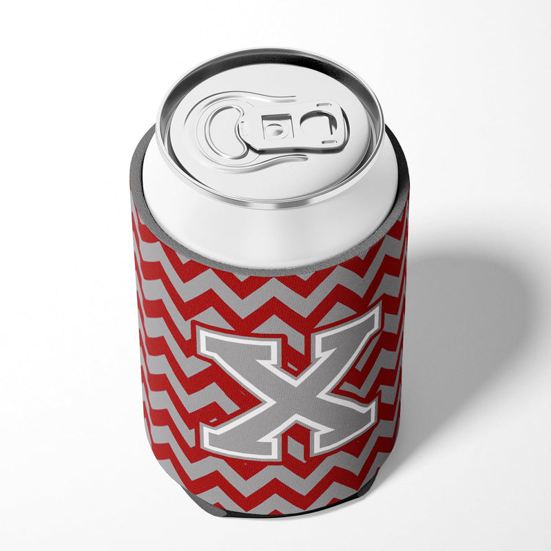 Letter X Chevron Crimson and Grey   Can or Bottle Hugger CJ1043-XCC