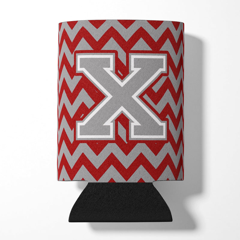 Letter X Chevron Crimson and Grey   Can or Bottle Hugger CJ1043-XCC