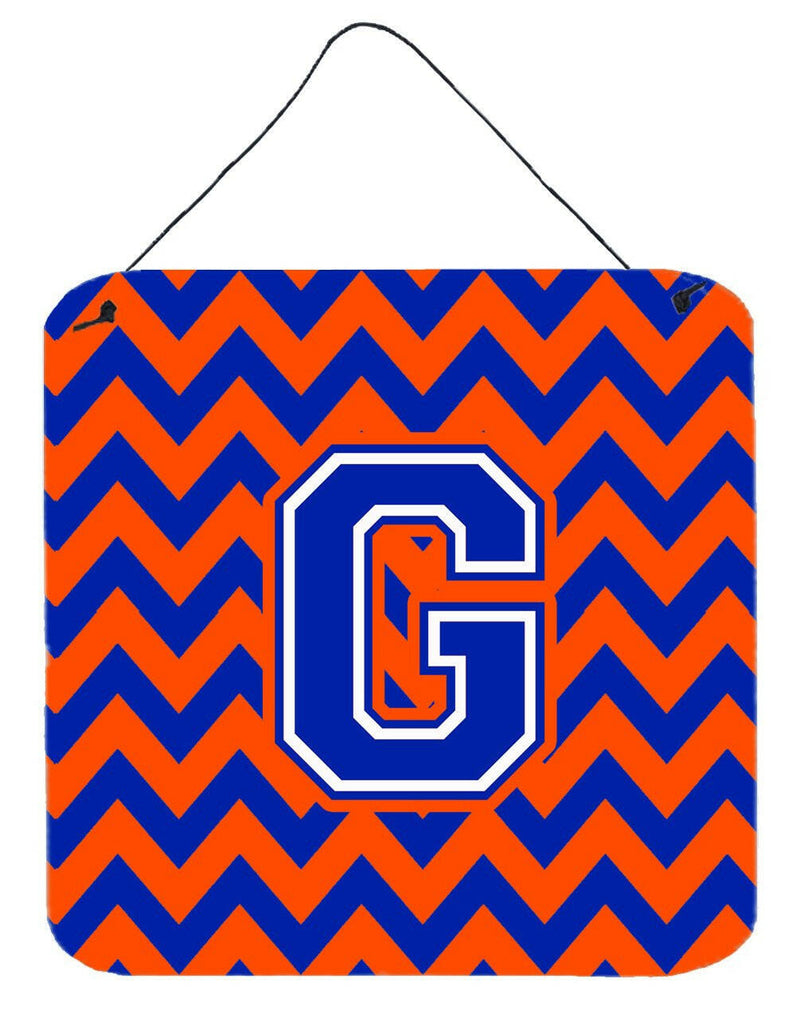 Letter G Chevron Orange and Blue Wall or Door Hanging Prints CJ1044-GDS66