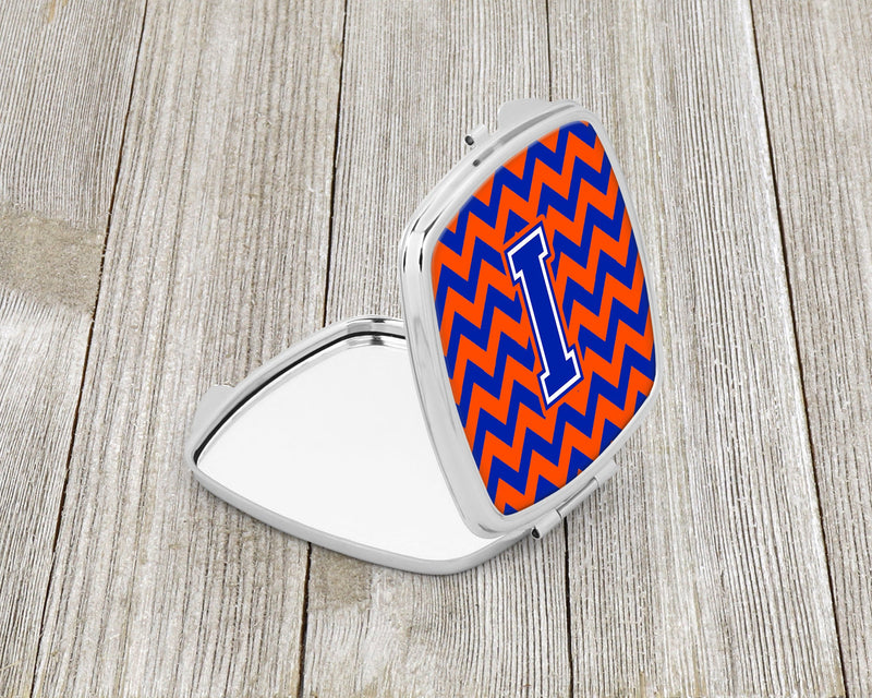 Letter I Chevron Orange and Blue Compact Mirror CJ1044-ISCM