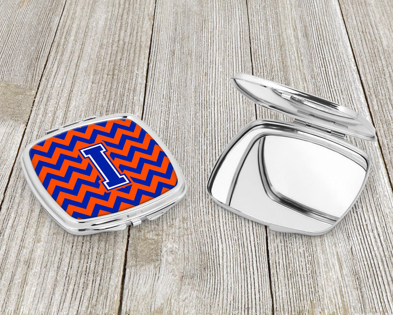 Letter I Chevron Orange and Blue Compact Mirror CJ1044-ISCM