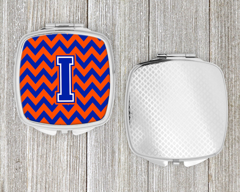 Letter I Chevron Orange and Blue Compact Mirror CJ1044-ISCM