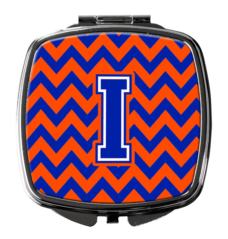 Letter I Chevron Orange and Blue Compact Mirror CJ1044-ISCM