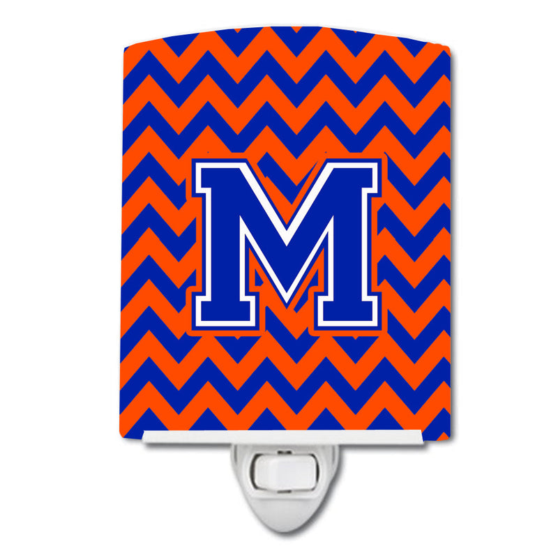 Letter M Chevron Orange and Blue Ceramic Night Light CJ1044-MCNL