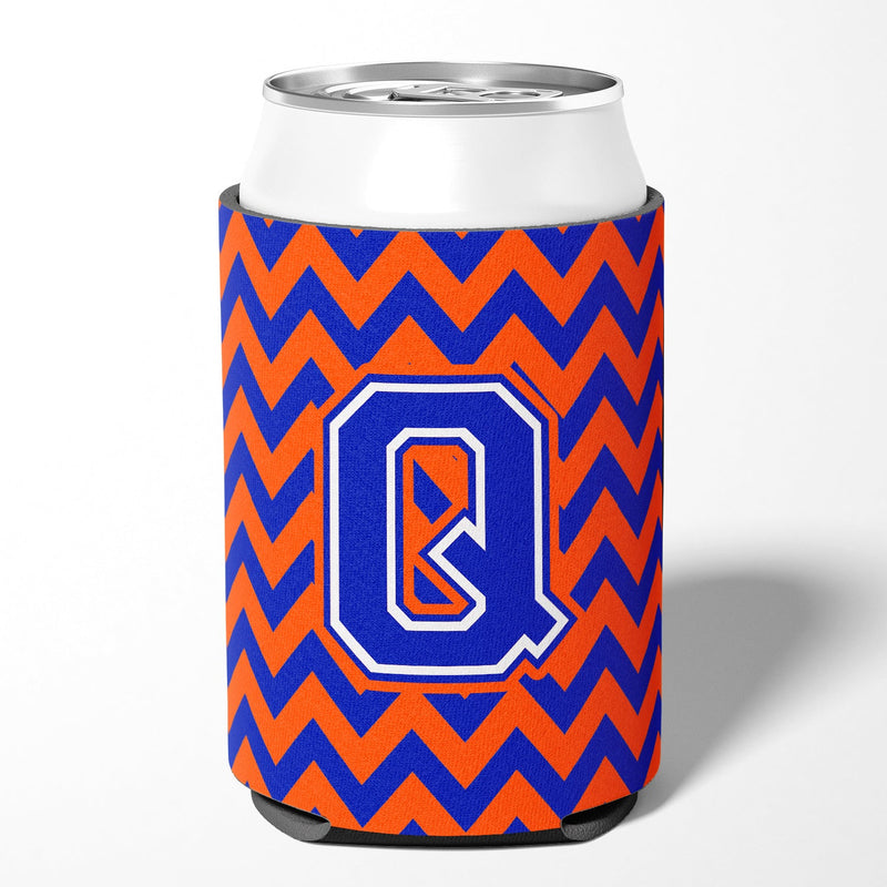 Letter Q Chevron Orange and Blue Can or Bottle Hugger CJ1044-QCC