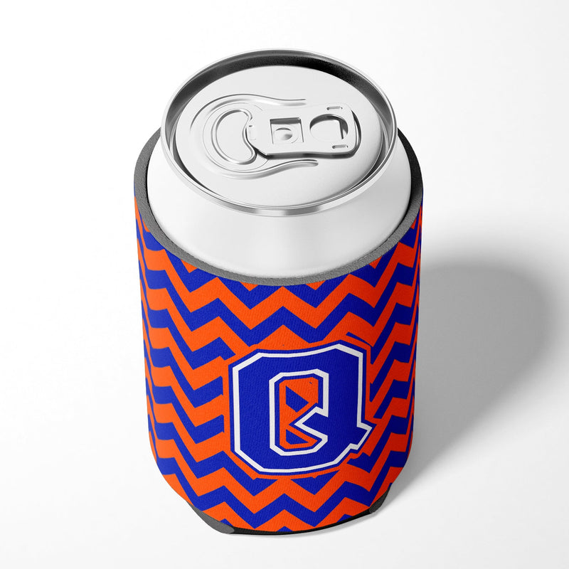 Letter Q Chevron Orange and Blue Can or Bottle Hugger CJ1044-QCC