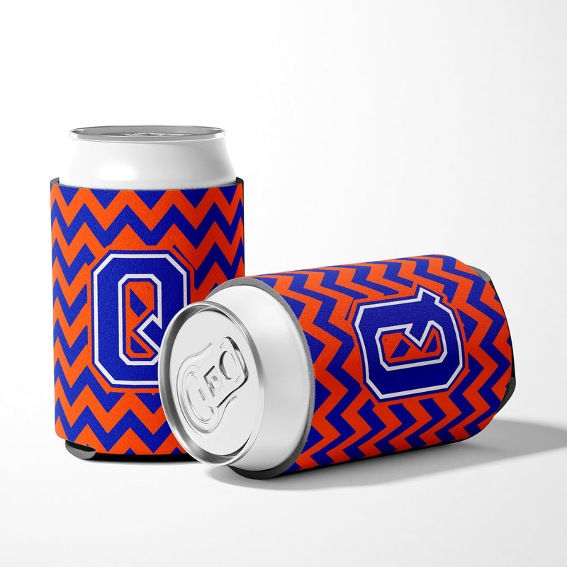 Letter Q Chevron Orange and Blue Can or Bottle Hugger CJ1044-QCC