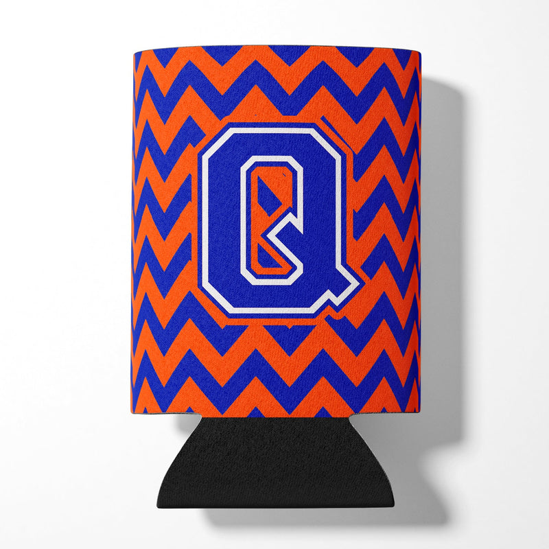 Letter Q Chevron Orange and Blue Can or Bottle Hugger CJ1044-QCC