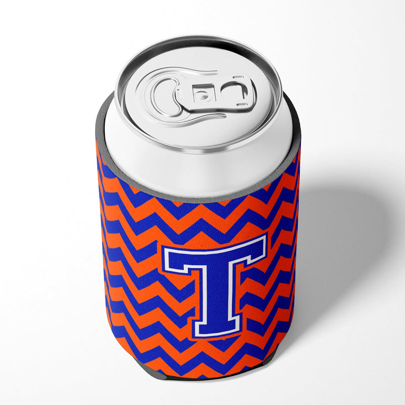 Letter T Chevron Orange and Blue Can or Bottle Hugger CJ1044-TCC