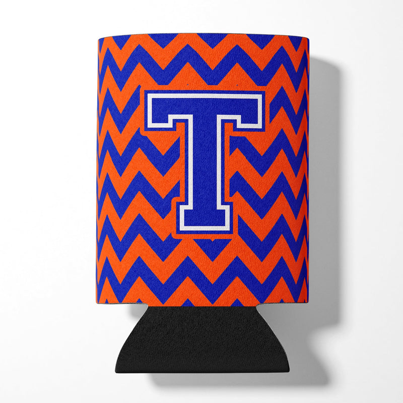 Letter T Chevron Orange and Blue Can or Bottle Hugger CJ1044-TCC