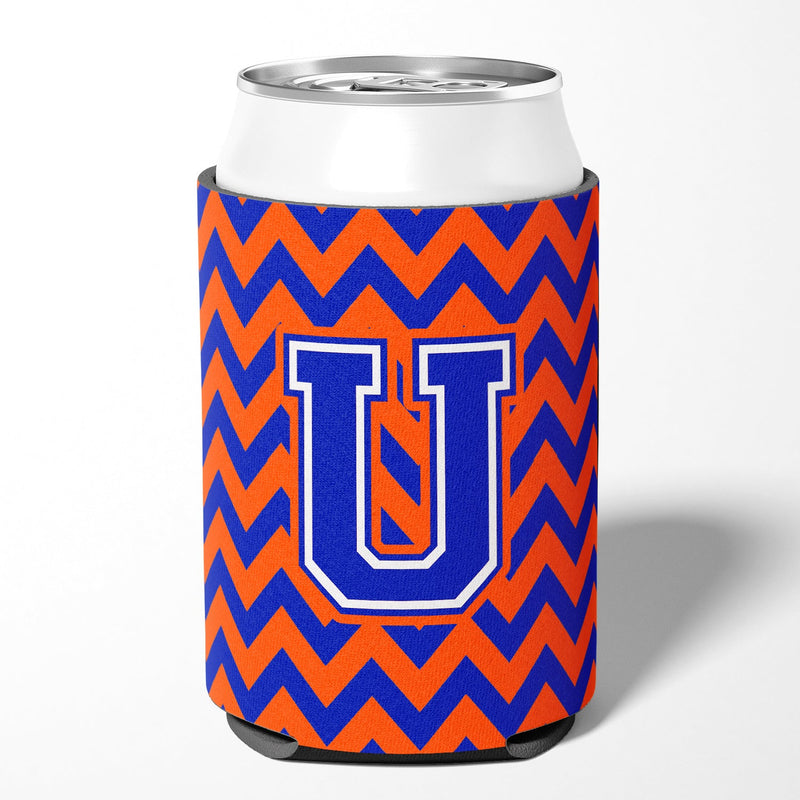 Letter U Chevron Orange and Blue Can or Bottle Hugger CJ1044-UCC