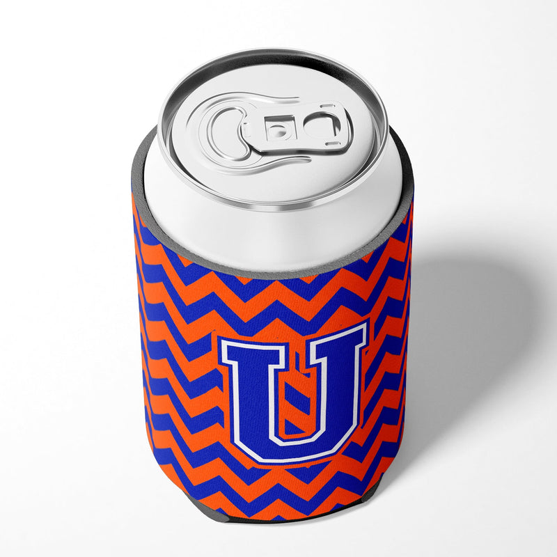 Letter U Chevron Orange and Blue Can or Bottle Hugger CJ1044-UCC