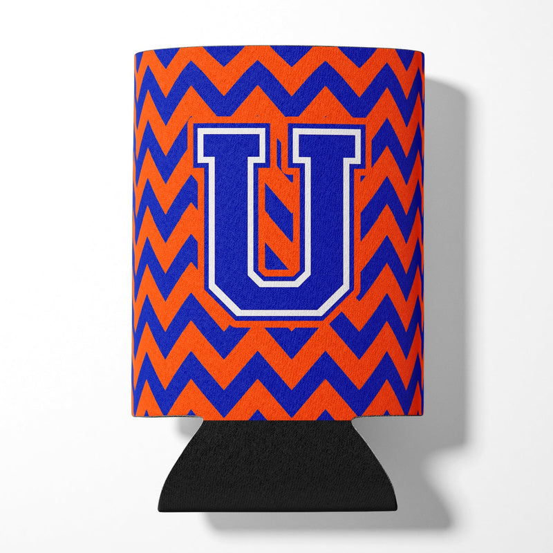 Letter U Chevron Orange and Blue Can or Bottle Hugger CJ1044-UCC