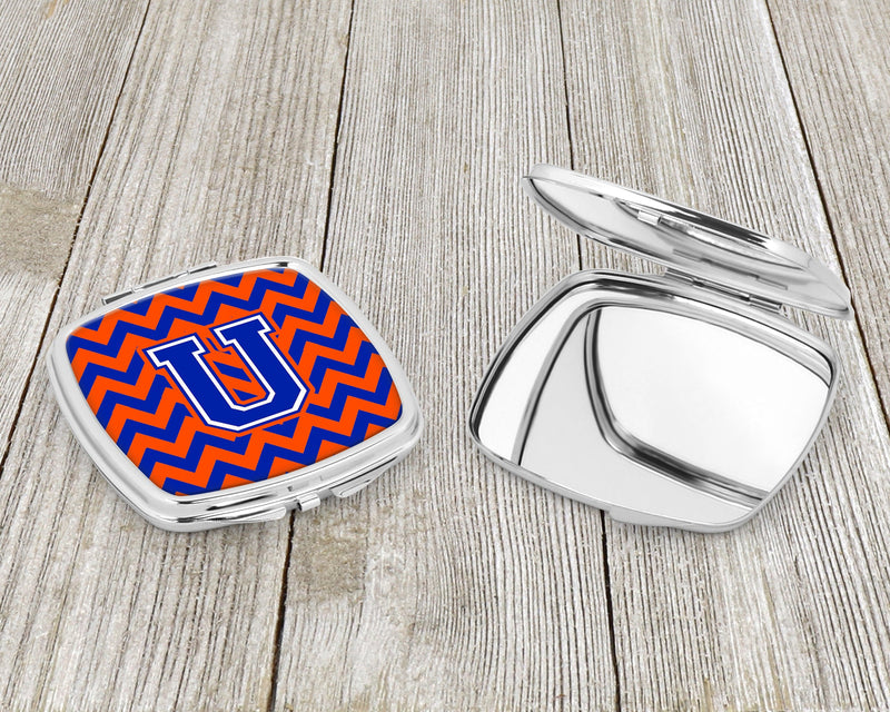 Letter U Chevron Orange and Blue Compact Mirror CJ1044-USCM