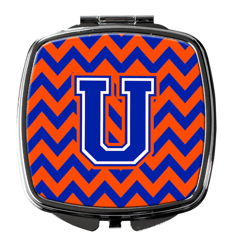 Letter U Chevron Orange and Blue Compact Mirror CJ1044-USCM