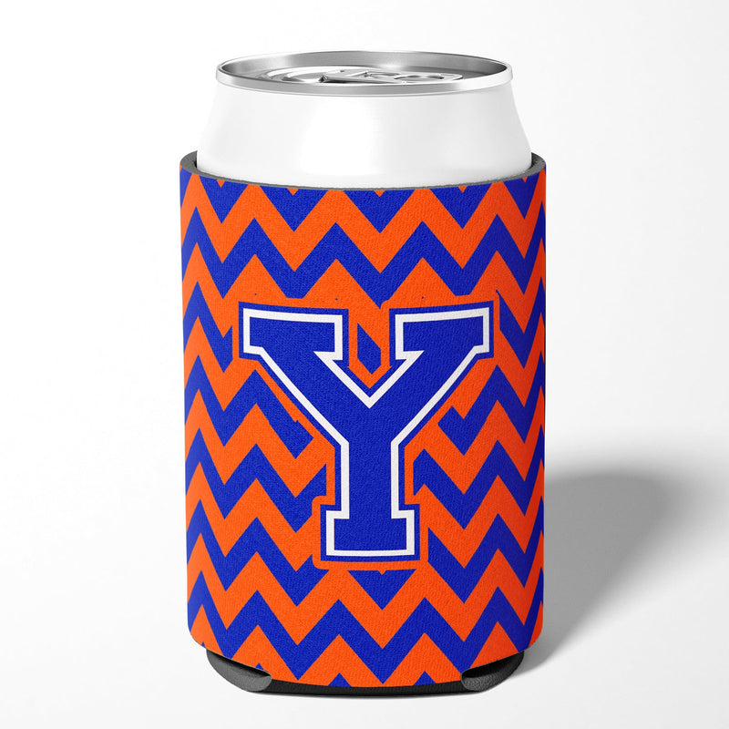 Letter Y Chevron Orange and Blue Can or Bottle Hugger CJ1044-YCC