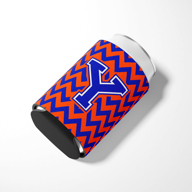 Letter Y Chevron Orange and Blue Can or Bottle Hugger CJ1044-YCC