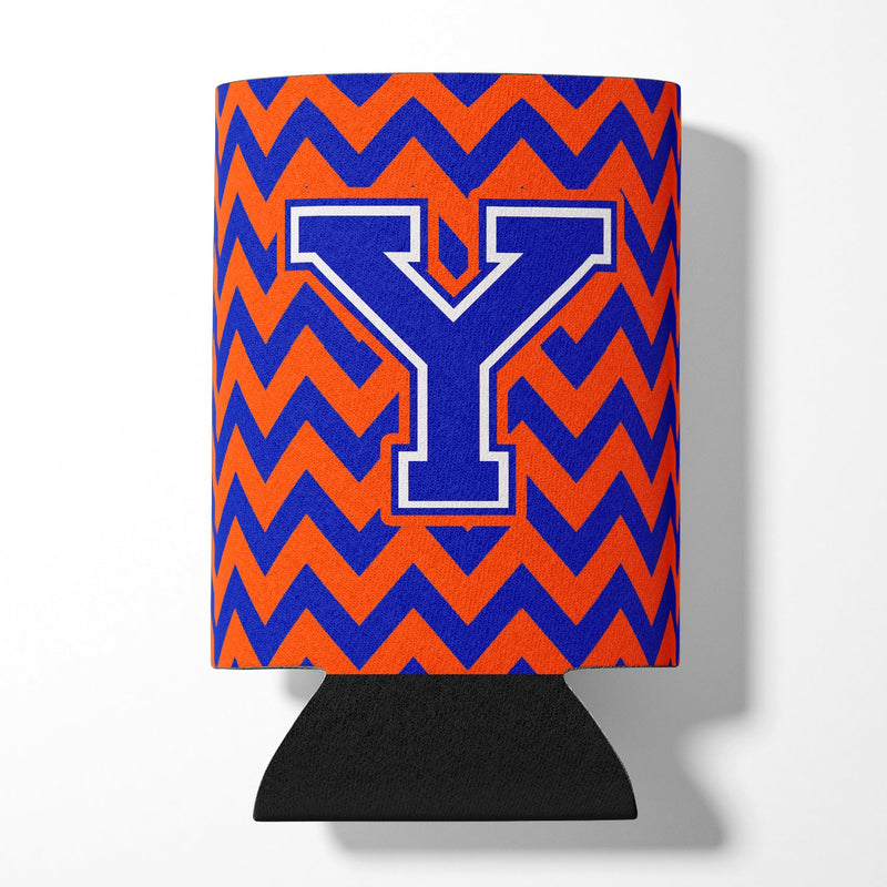 Letter Y Chevron Orange and Blue Can or Bottle Hugger CJ1044-YCC