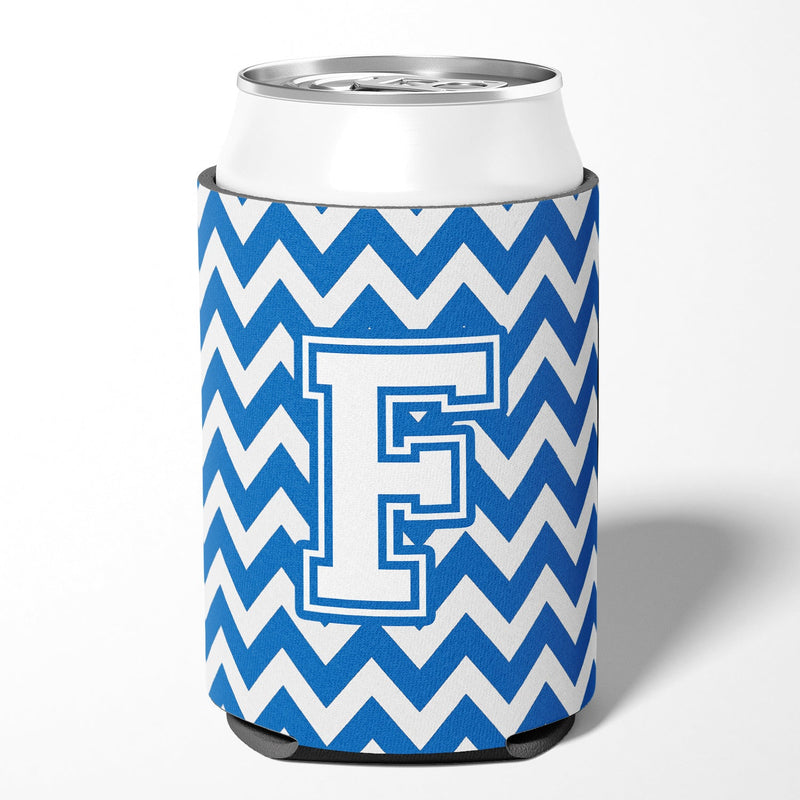 Letter F Chevron Blue and White Can or Bottle Hugger CJ1045-FCC