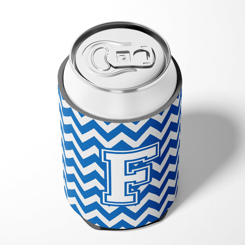 Letter F Chevron Blue and White Can or Bottle Hugger CJ1045-FCC