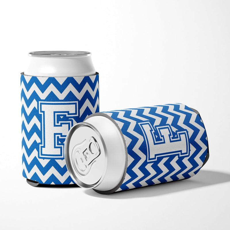 Letter F Chevron Blue and White Can or Bottle Hugger CJ1045-FCC