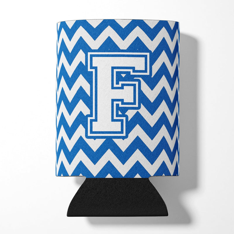 Letter F Chevron Blue and White Can or Bottle Hugger CJ1045-FCC