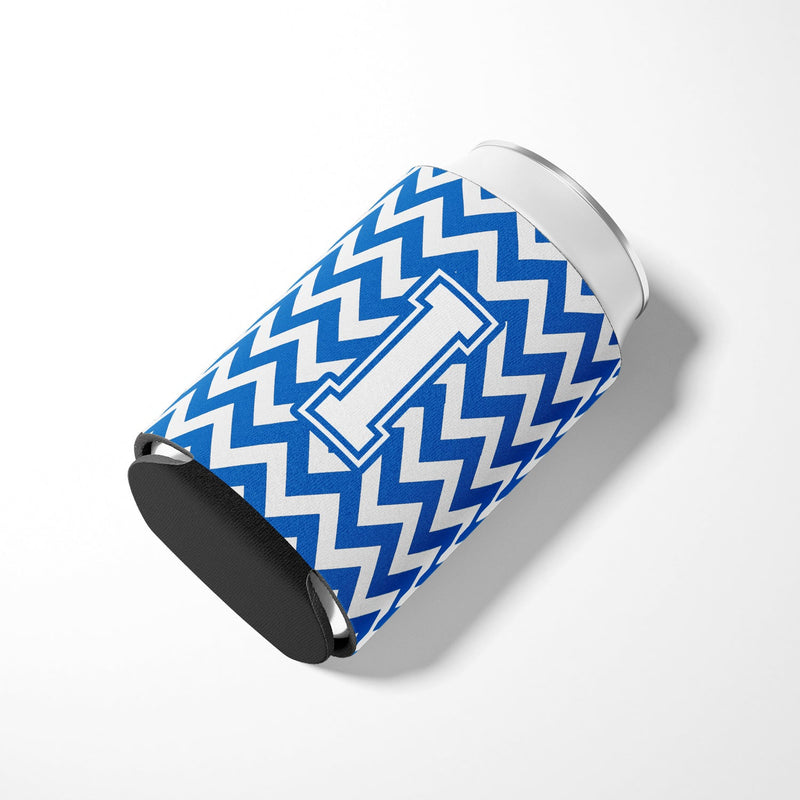 Letter I Chevron Blue and White Can or Bottle Hugger CJ1045-ICC