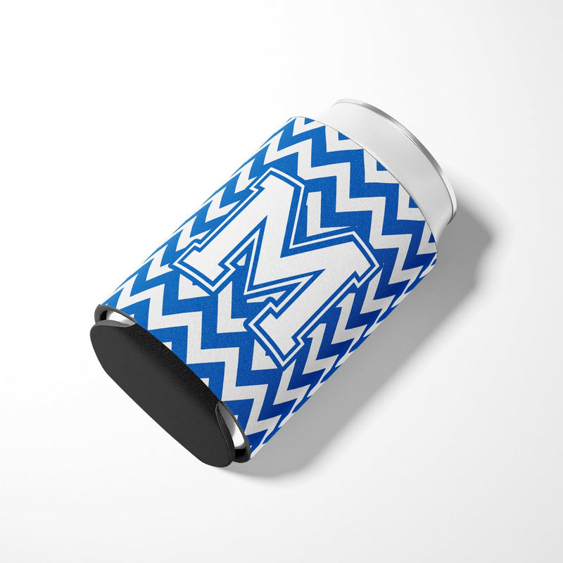 Letter M Chevron Blue and White Can or Bottle Hugger CJ1045-MCC