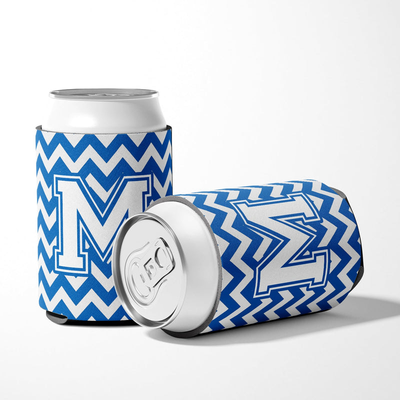 Letter M Chevron Blue and White Can or Bottle Hugger CJ1045-MCC