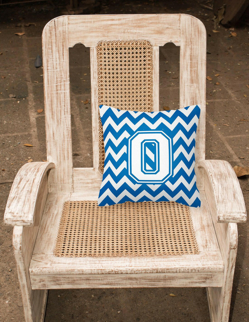 Letter O Chevron Blue and White Fabric Decorative Pillow CJ1045-OPW1414