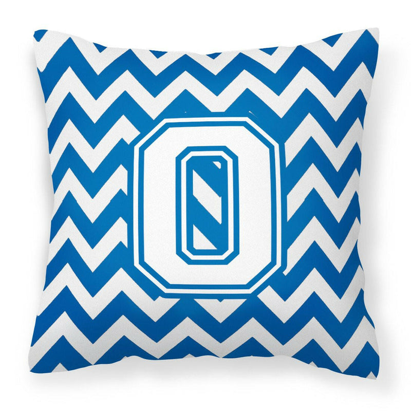 Letter O Chevron Blue and White Fabric Decorative Pillow CJ1045-OPW1414