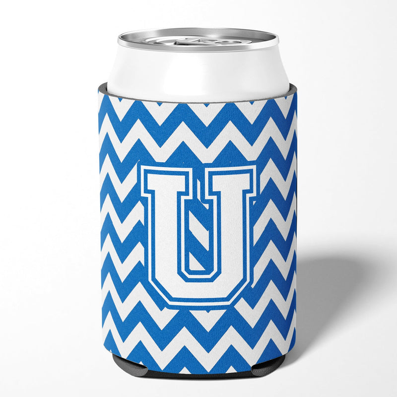 Letter U Chevron Blue and White Can or Bottle Hugger CJ1045-UCC