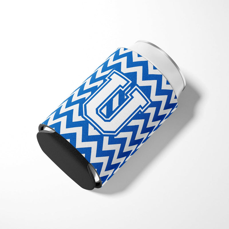 Letter U Chevron Blue and White Can or Bottle Hugger CJ1045-UCC