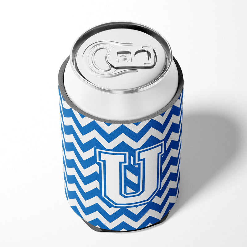 Letter U Chevron Blue and White Can or Bottle Hugger CJ1045-UCC