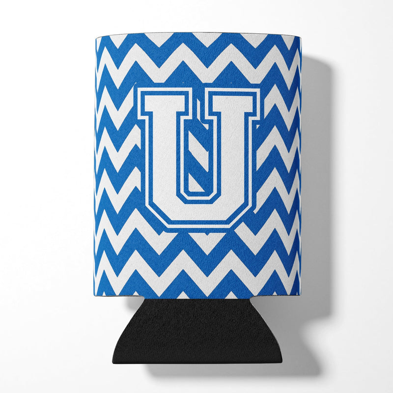 Letter U Chevron Blue and White Can or Bottle Hugger CJ1045-UCC