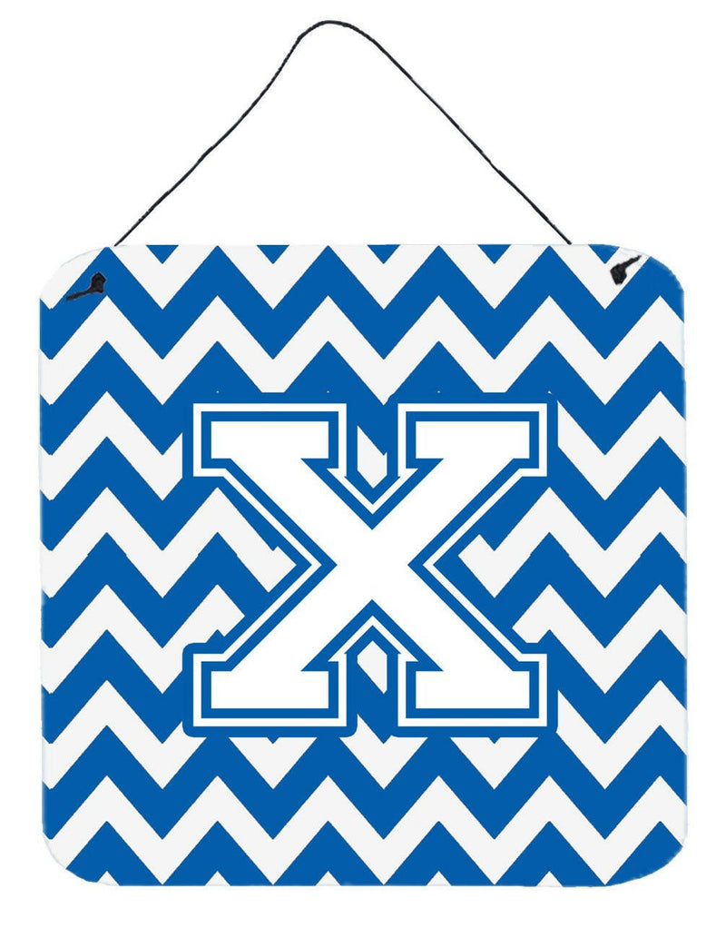 Letter X Chevron Blue and White Wall or Door Hanging Prints CJ1045-XDS66